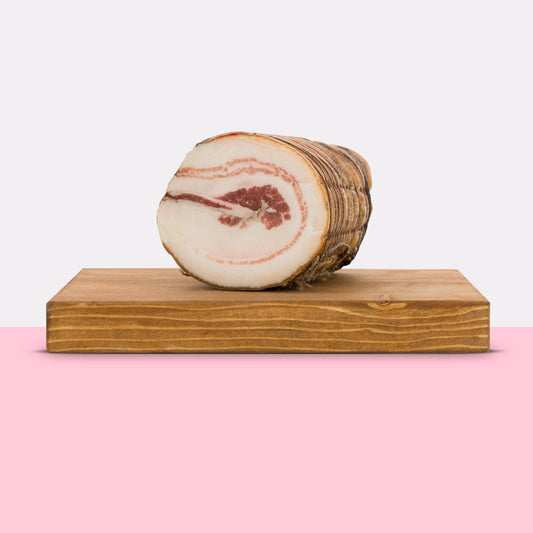 Organic rolled bacon from "Cinta Senese DOP" 490g. - €/kg 30.53