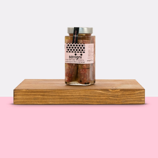 Organic "Cinta Senese DOP" dried pork sausage in oil (350 g drained net weight)